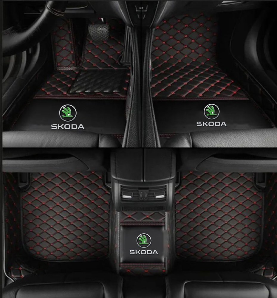 Tapis 8D Plus (Noir/Rouge) pour Škoda Superb