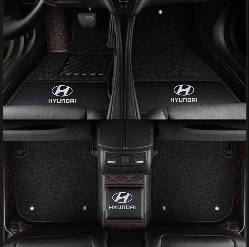 Double Tapis 9D (Noir/Rouge) + Tapis Noir pour Hyundai Tucson