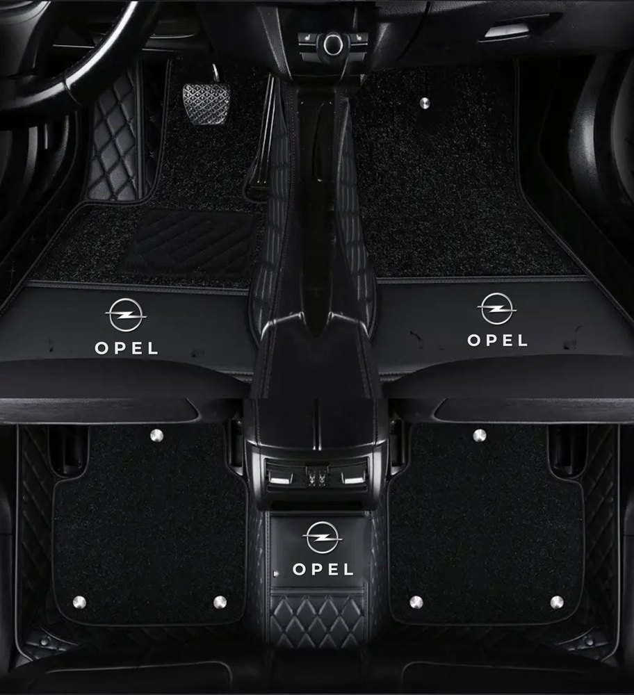 Double Tapis 9D (Noir/Noir) + Tapis Noir pour Opel Astra