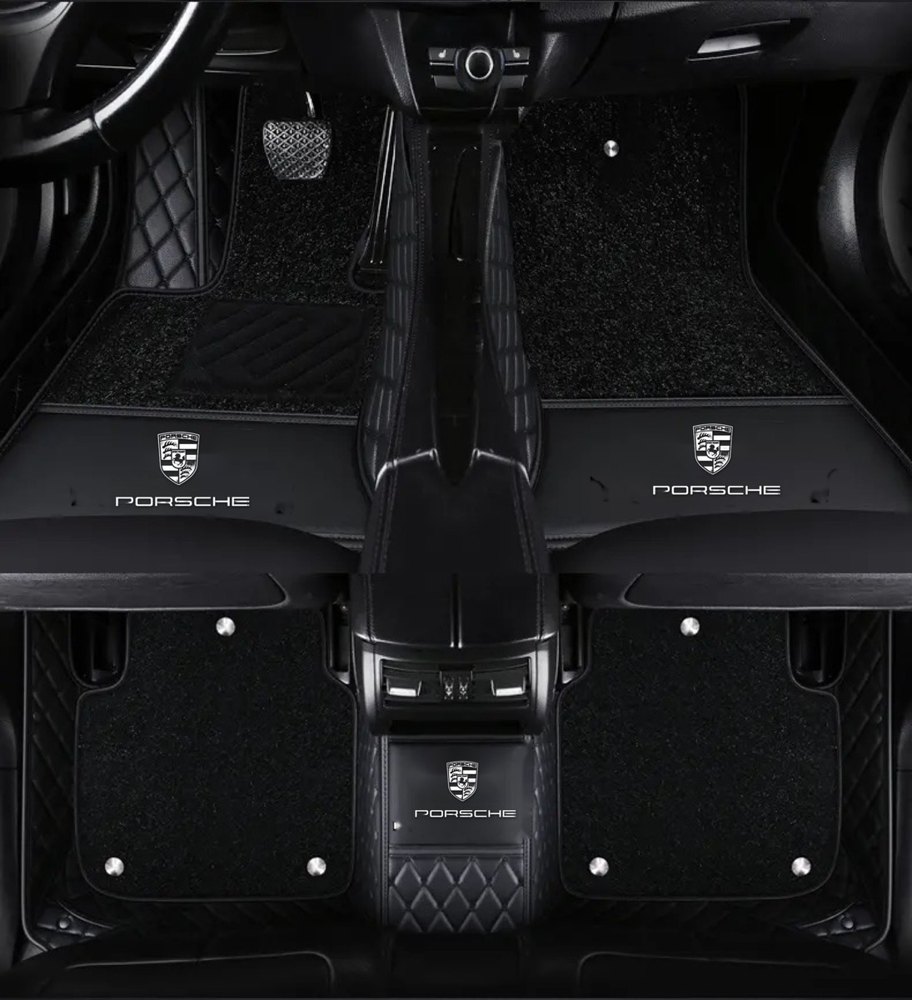 Double Tapis 9D (Noir/Noir) + Tapis Noir pour Porsche Macan