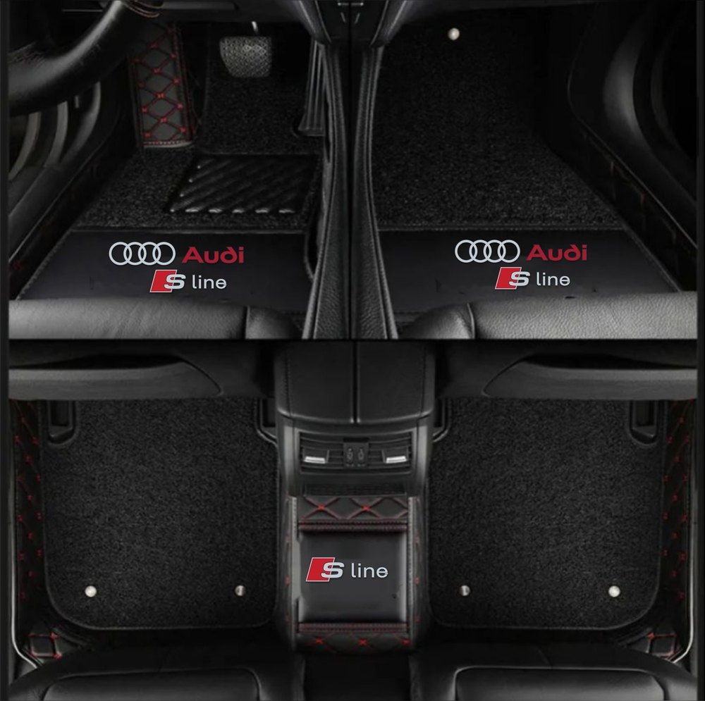 Double Tapis 9D (Noir/Rouge) + Tapis Noir pour Audi A4