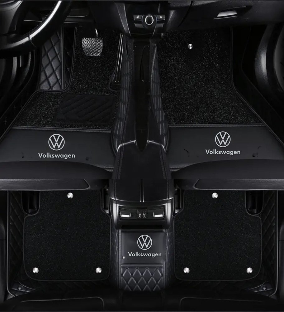 Double Tapis 9D (Noir/Noir) + Tapis Noir pour Volkswagen Golf 6 / 7 / 8