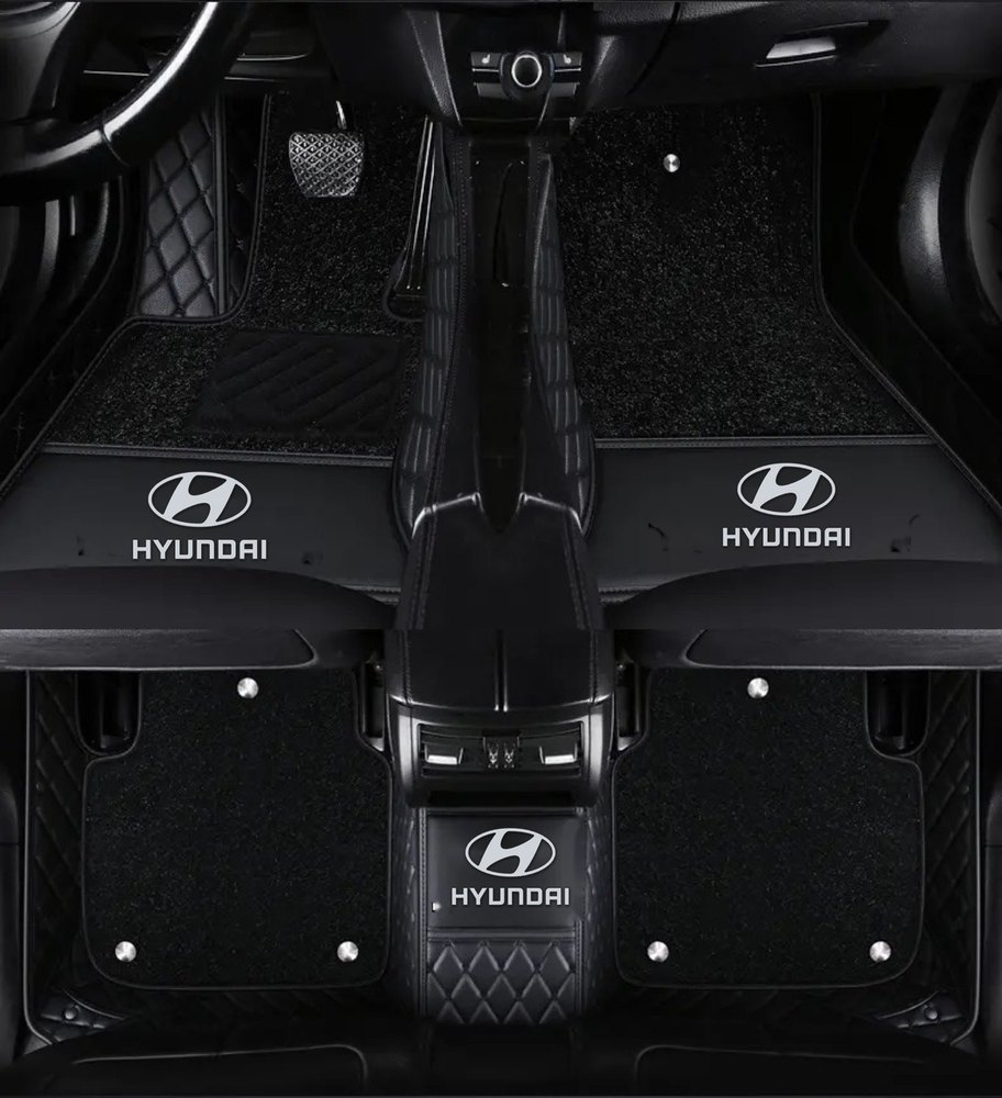 Double Tapis 9D (Noir/Noir) + Tapis Noir pour Hyundai Tucson