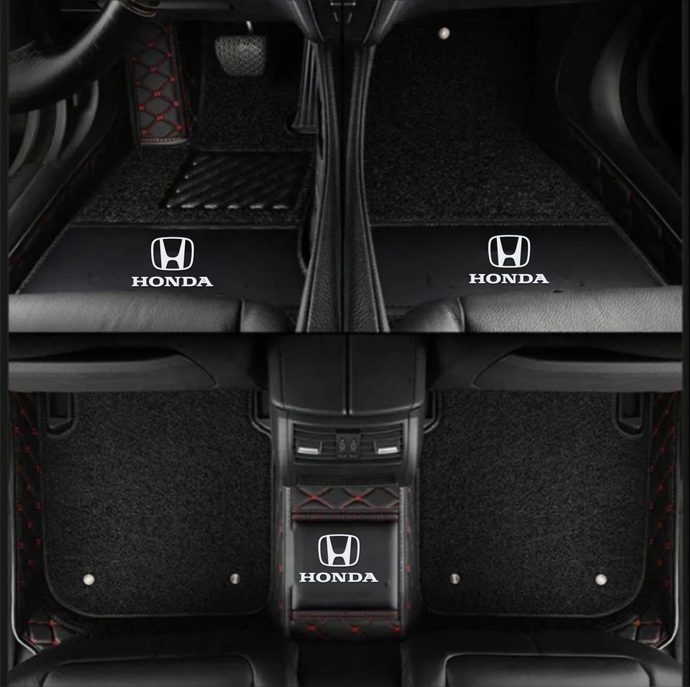 Double Tapis 9D (Noir/Rouge) + Tapis Noir pour Honda HR-V
