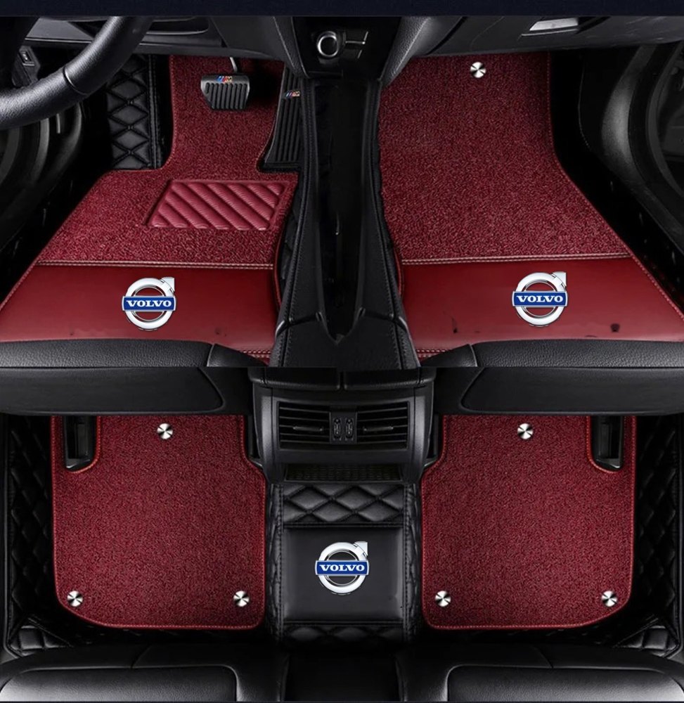 Double Tapis 9D (Noir/Noir) + Tapis Rouge pour Volvo XC40
