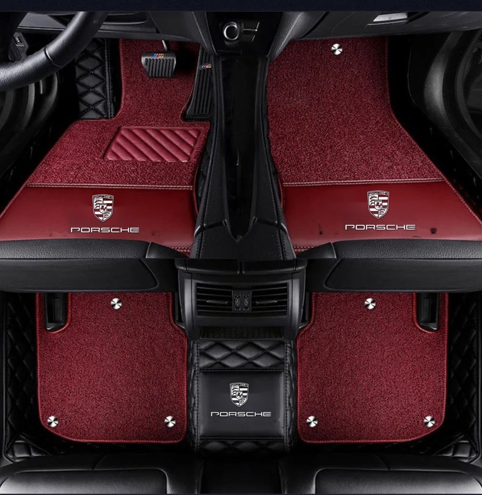 Double Tapis 9D (Noir/Noir) + Tapis Rouge pour Porsche Macan