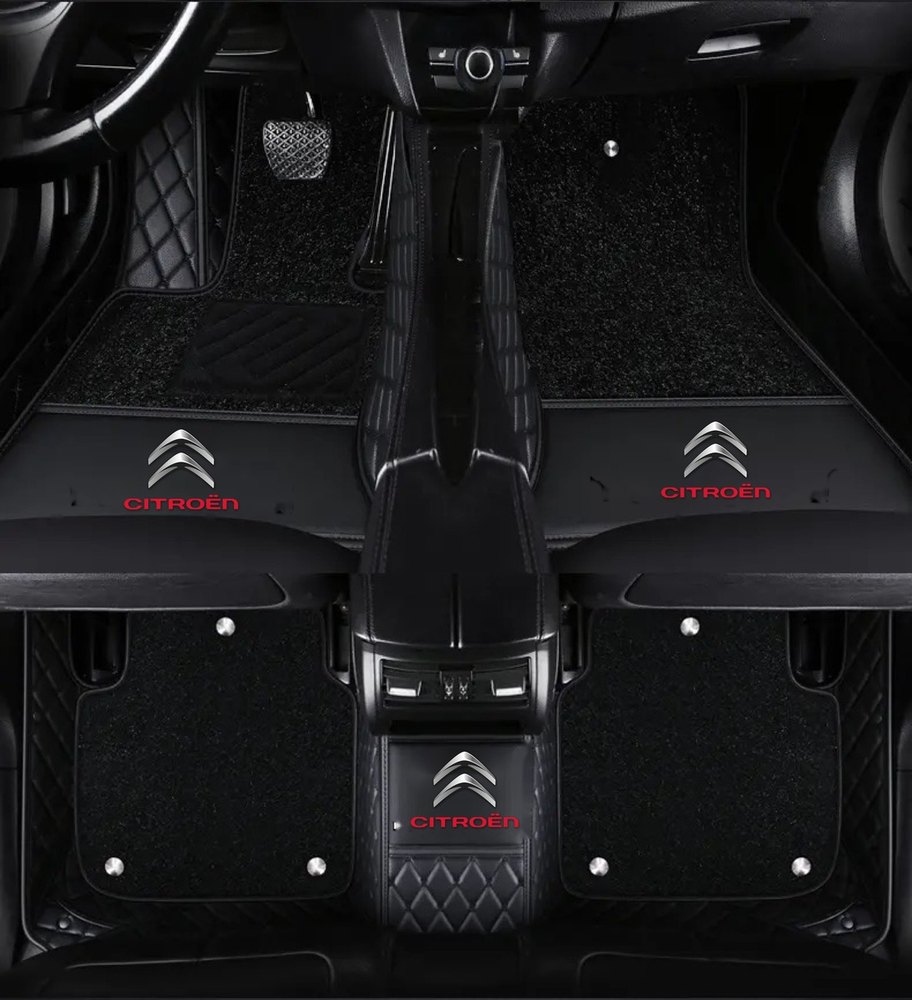 Double Tapis 9D (Noir/Noir) + Tapis Noir pour Citroën C3