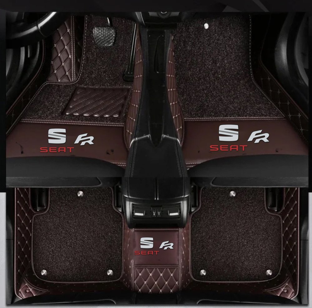 Double Tapis 9D (Marron) + Tapis Marron pour Seat Ateca