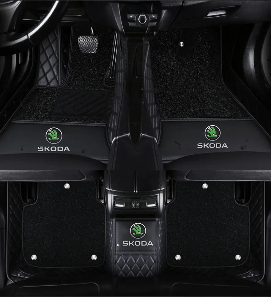 Double Tapis 9D (Noir/Noir) + Tapis Noir pour Škoda Superb