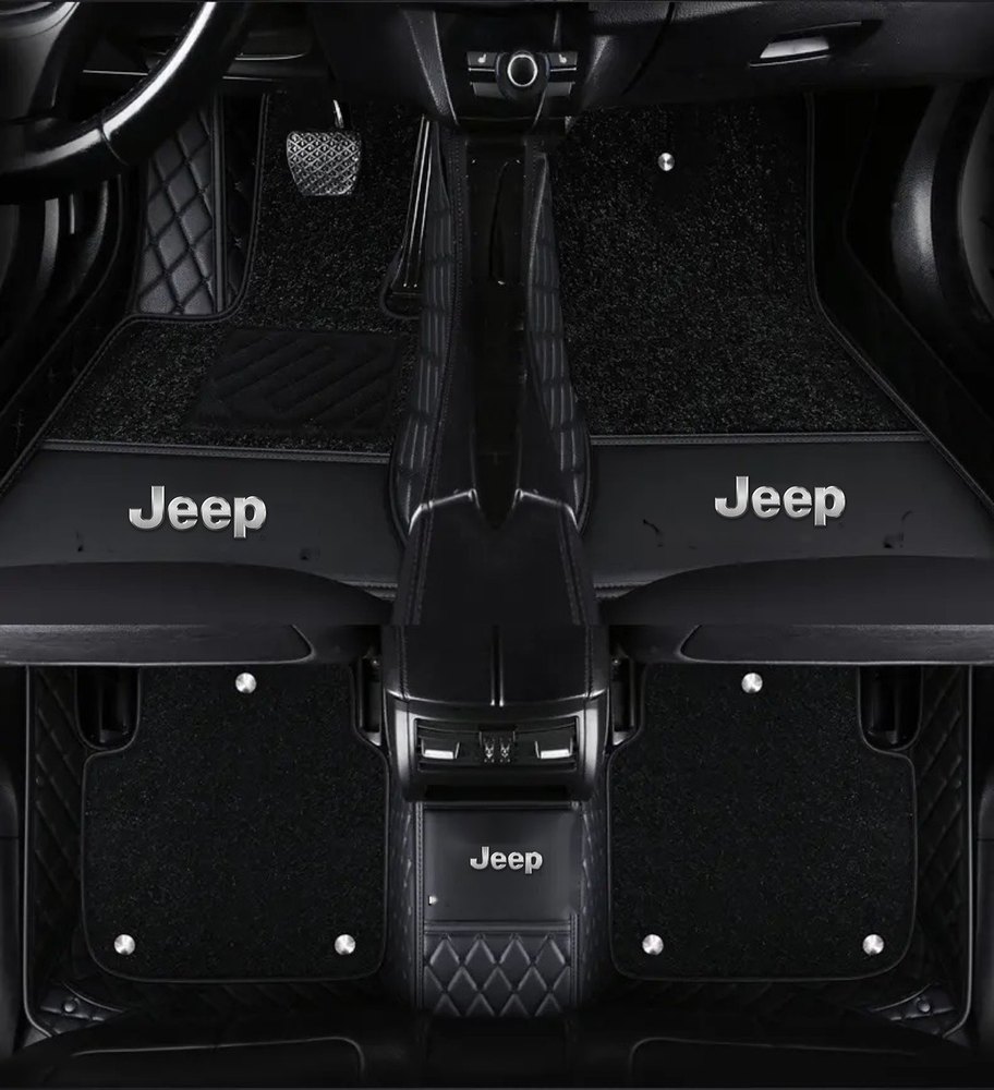 Double Tapis 9D (Noir/Noir) + Tapis Noir pour Jeep Wrangler