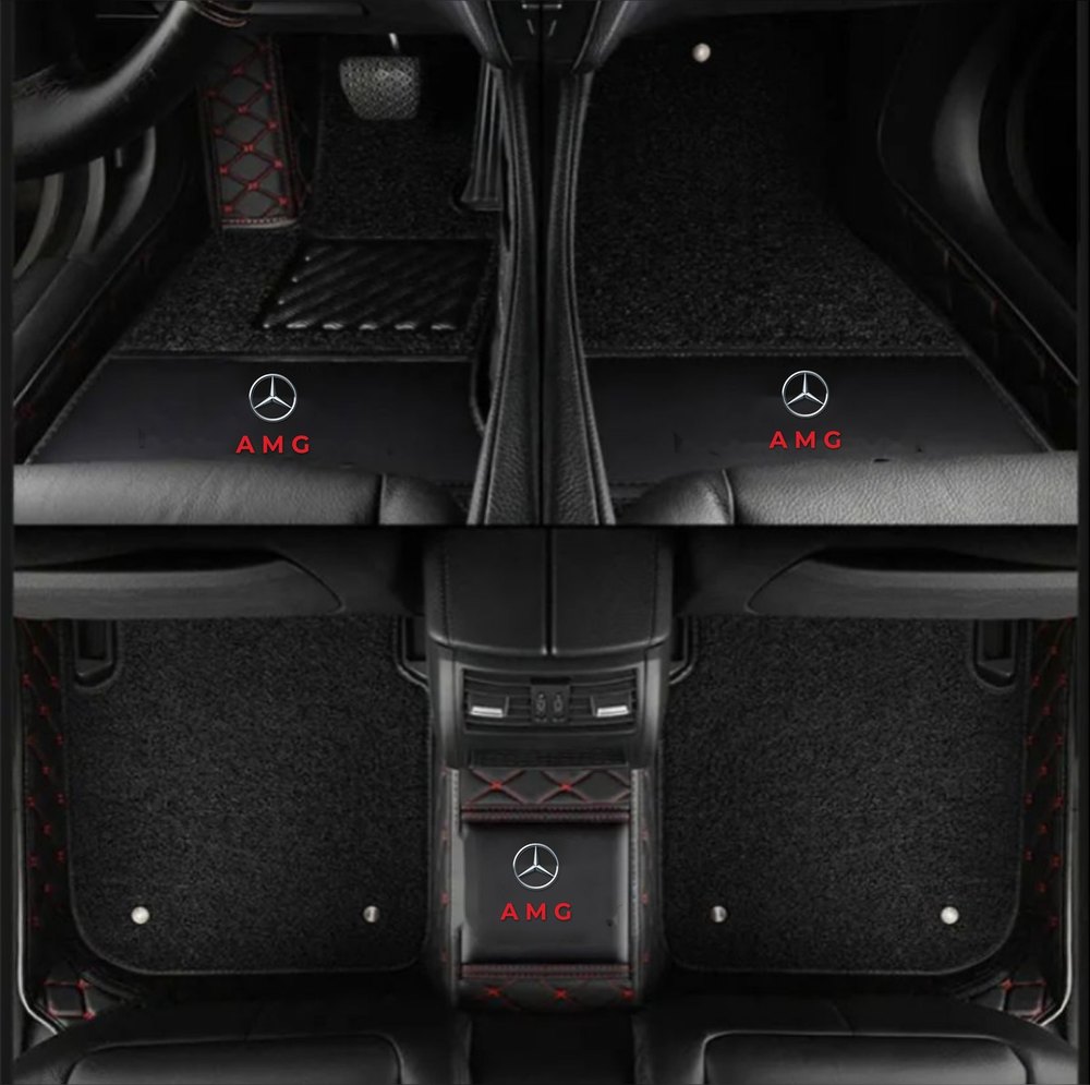 Double Tapis 9D (Noir/Rouge) + Tapis Noir pour Mercedes-Benz GLA