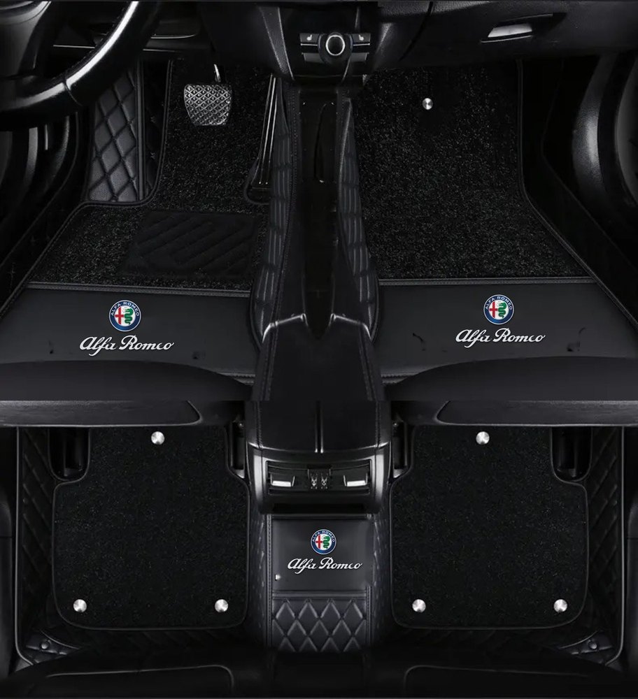 Double Tapis 9D (Noir/Noir) + Tapis Noir pour Alfa Romeo Giulietta