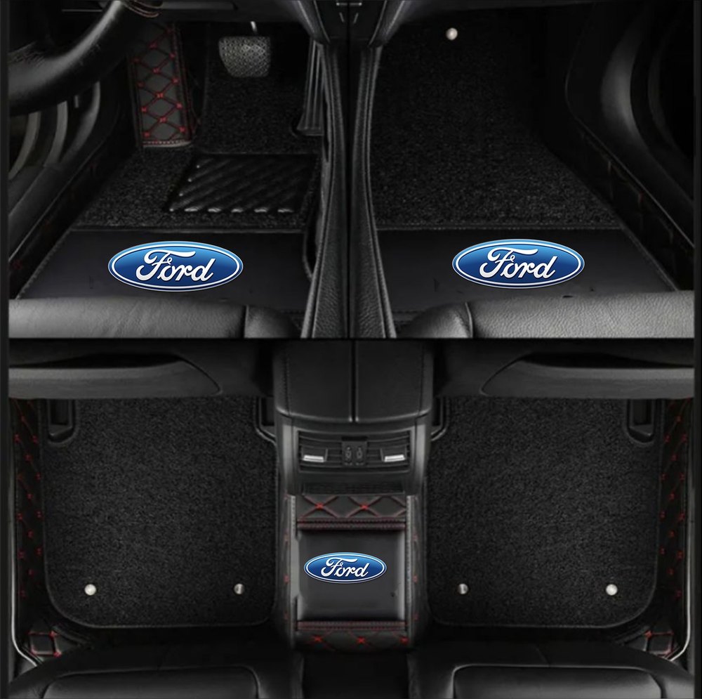 Double Tapis 9D (Noir/Rouge) + Tapis Noir pour Ford Focus